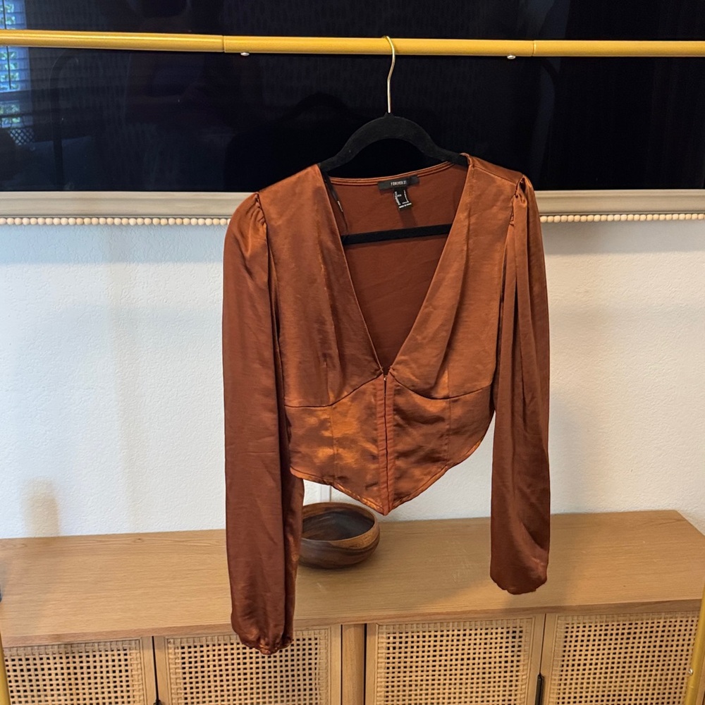 Forever 21 Rust Satin Blouse
